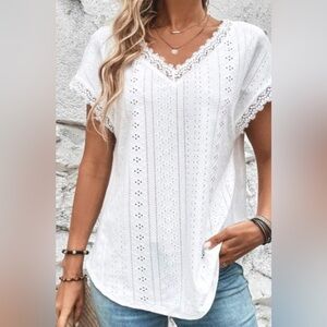 White Eyelet Lace Women's Top